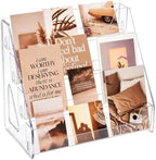 CELSOL 2 Pack Upgraded 4 Tier Acrylic Card Display Stand, Clear Display for Greeting Cards, Sports Cards, Postcards, Stickers & Brochures, Easy Snap-On, Increased Height & Thickness for Better Presentation (4 Tier 2 Pack) - Image 2