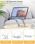 ACIsland Acrylic Book Stand for Reading-Adjustable Holder with 360° Rotating Base & Page Clips- Foldable Desktop Ricer for displaying Cookbook-Sheet Music-Laptop-Recipe-Textbook-Hands Free-Aluminium - Image 6