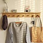Entrance Coat Rack ，Coat Hooks, Wall-Mounted Wooden Hook Rack, Wall-Mounted Shelves(Oak Color Finish—A-2) - Image 4