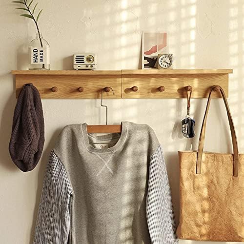 Entrance Coat Rack ，Coat Hooks, Wall-Mounted Wooden Hook Rack, Wall-Mounted Shelves(Oak Color Finish—A-2) - Image 4