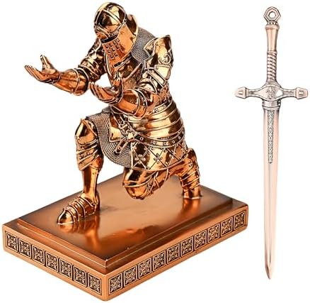 King's Guard Knight Pen Holder with a Letter Opener Desk Organizers Copper by HDMbigmiHomeDecorations