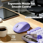Wireless Keyboard Mouse Combo, Purple, Round Keycaps, Magnetic Wrist Rest - Image 6