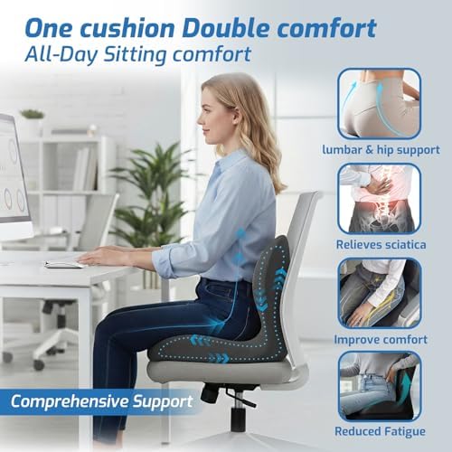Seat Cushion with Lumbar Support Pillow,Ergonomic Chiar Cushion - Image 3