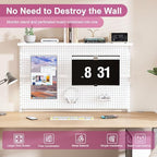Metal Pegboard Desk Organizer with Dual Monitor Stand, 59x35 Inch Large Privacy Panel with 3 Accessories, Sturdy Gaming & Office Desk Wall Organizer, White - Image 4