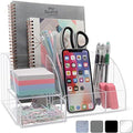 My Space Organizers Clear Acrylic Desk Oganizer, 9 Compartments, Office Supplies and Desk Accessories Organizer, Home Decor Desktop Organizer (Clear) by MySpaceOrganizers