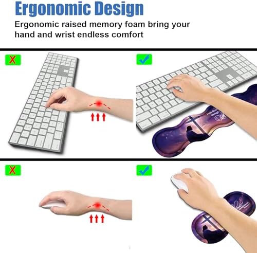 4 in 1 Ergonomic Memory Foam Mouse Pad Wrist Rest Set, Large XXL Gaming Desk Pad + Keyboard Wrist Rest + Mouse Wrist Cushion + Coaster for Home Office Study Gaming, Bible Verse Philippians 4:13 - Image 5