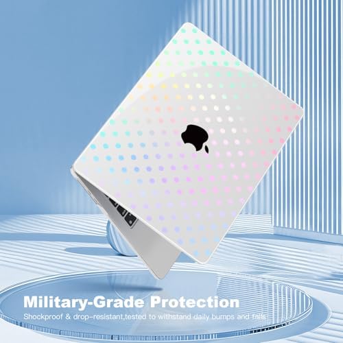 Teryeefi Compatible with MacBook Air 13 inch Case M5 2026 M4 2025 Model A3449 A3240 A3113 A2681, Hard Shell&Keyboard Cover&Screen Film&Type C for MacBook Air 13.6 inch Case - Clear Polka Dots - Image 6