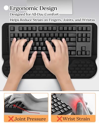 Wrist Rest for Computer Keyboard, 2 in 1 Keyboard Wrist Support Pad, Memory Foam Keyboard Riser Holder Lift Tray with Wrist Pad for Easy Typing for Office Desk, Home, School (Round Black) - Image 3