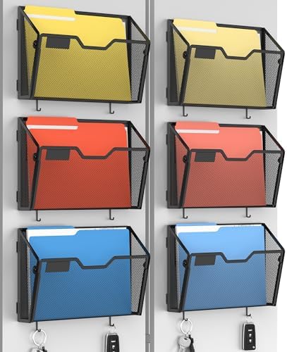 Docnest 6 Pack Dual-Mount Magnetic Mesh File Holders, Wall Organizer by DocNest