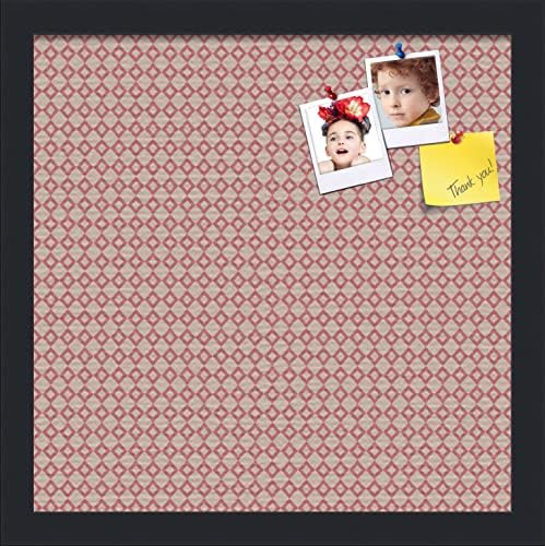 PinPix 14x14 inch Cork Bulletin Board. This Decorative Framed Pin Board Comes with Diamond Pattern in Pink and Beige Design and Satin Black. Ideal for Home, Office Decor or School (PinPix-290) by PinPixBulletinBoards