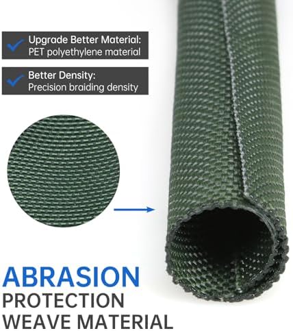 Split Braided Cable Sleeve，Flexible Wire Loom Tubing, Automotive Cord Protector Pet Proof, Cable Management for Computer TV Electric Wires Harness 16ft (Dark Green, 30mm（1-3/16") - Image 3