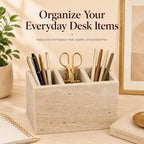 Travertine Desk Organizer, 3 Compartment Pencil Holder - Image 5