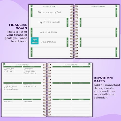 Clever Fox Budget Planner Spiral, Monthly Bill Organizer Book, Purple - Image 3