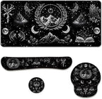 Dark Fantasy Desk Mat Set Magic Gothic Celestial Emblem Large Mouse Pad with Wrist Rest 4in1 Desk Mat for Desktop Ergonomic Computer Desk Arm Wrist Anti-Slip Computer Mouse Pad Home Office Gaming by Unknown