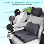 FLORICH 3 PCS Seat Cushion for Carseat Lumbar Support Pillow Car Neck Headrest Pillows Memory Foam Gel Memory Foam Massage Point Seat Pads Pressure Relief Back Cushion for Office Chair(Grey) - Image 3