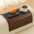 Bamboo Couch Arm Tray Table with Anti-Slip Cork Pad，Foldable Sofa Armrest Tray Table for Couch，Flexible Couch Arm Cup Holder，Portable Sofa Arm Chair Table for Drink, Snacks, Phone, Remote (Brown) by HNLISA