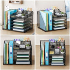 Lavatino Desk Organizer, 5-Tier Metal Mesh Paper Letter Tray with 2 File Holders & 7 Flexible Dividers for Office or Home Desk Organizers and Accessories, Keep Workspace Supplies Neat, Black - Image 5