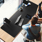 CENNBIE 59" x 27.5" Leather Desk Mat, Large Desk Pad XXL(Black) - Image 3
