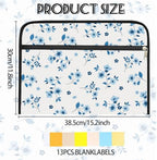 WEBEEDY Blue Flowers Expanding File Folder 13 Pockets Accordion Folder Document Organiser with 12 Color Labels and Zipper, Paperwork Organizer for Photo Letter Receipt Back to School Supplies, A4 - Image 2