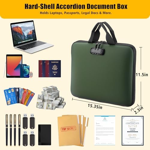 facka Fireproof Document Organizer Box with Lock, 13 Pocket Safe File Bag - Image 2