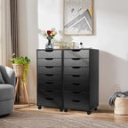 TUSY 7 Drawer File Cabinet with Wheels, Mobile Wood Storage Cabinet for Home Office, Rolling Drawer Organizer for Office Supplies, Printer Stand, Black - Image 5
