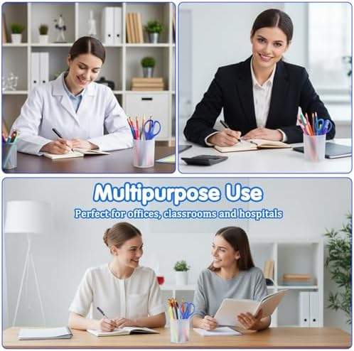 40 Pack Plastic Pencil Cups for Desk Pen Holder White - Image 5