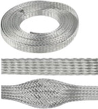 1/2" Wide Tinned Copper Braided Metal Wire Shielding Sleeve Ground Strap Automotive Flat Mesh Flexible Expandable Sheath (12mm ID-42ft) by BuyUneed