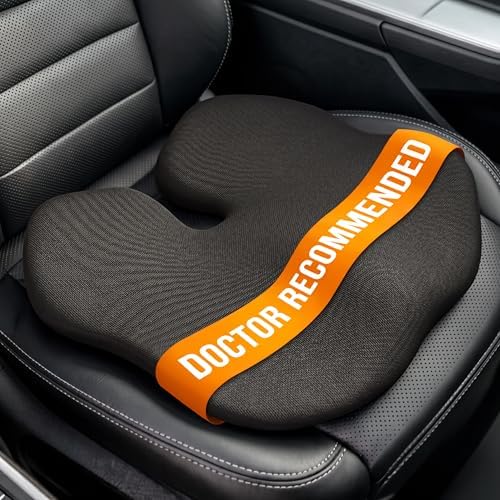 Everlasting Comfort Car Seat Cushion for Driving - Orthopedic Car Cushion for Office, Travel, Gaming Chair Memory Foam Driver Booster for Short People, Non-Slip, Washable Cover, Back & Sciatica Relief by EverlastingComfort