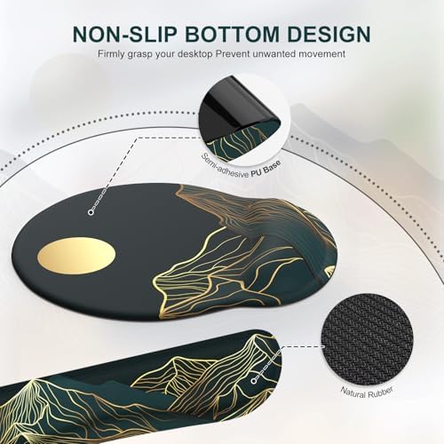 iCasso Large Mouse Pad, 4in1 XXL Mousepad + Keyboard Wrist Rest+Mouse Wrist Rest+Coaster Set with Ergonomic Design for Computer(Cyan-Mountain) - Image 6