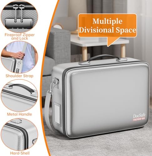 DocSafe Fireproof Document Box Hard Case with Lock ＆ Accordion File Folder - Image 4