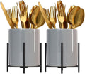 Caddy Flatware Caddy Holder Grey Ceramic with metal round frame Store Utensils, Silverware Organize kitchen Countertops and Dining tables by SIEBOLD