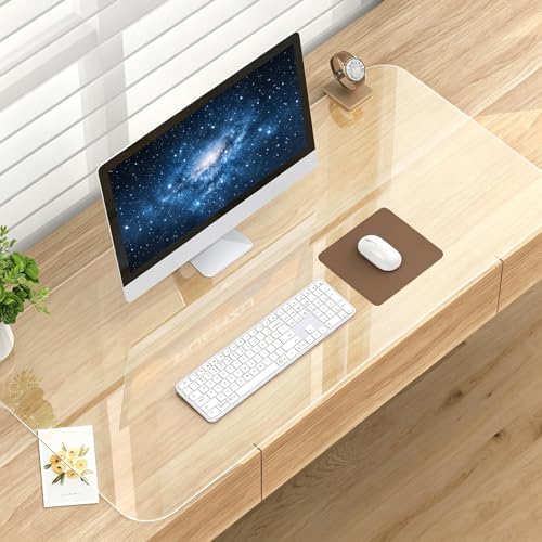 Clear Desk Mat, 21"x21" Large PVC Desk Protector Pad, Waterproof Non-Slip Round Edge Wipeable Writing Mat, Table Protector for Home Office 1.5 mm by ACFBGFV