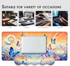 Large Keyboard Mouse Pad Set, Extended Mouse Pad+Keyboard Wrist Rest Support, Memory Foam Ergonomic Easy Typing, 4Pcs (31.5×11.8 in) Desk Pad Set for Office Home,Bible Verse Flower Butterfly - Image 7