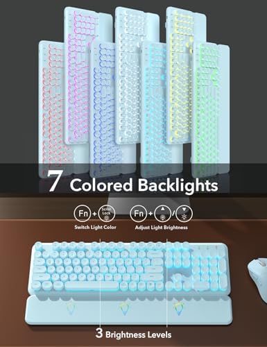Wireless Keyboard and Mouse Backlit - Typewriter, Magnetic Wrist Rest - Image 2