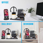 Gift for Men Nightstand Organizer with Headphone Stand & Rotating Phone Stand, Stylish Headphone Holder to Keep Desk Accessories for Men Organized, Unique Dad Birthday Gift, Gifts for Boyfriend - Image 2