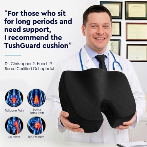 TushGuard Seat Cushion, Memory Foam Office Chair Cushion - Grey, XXX-Large - Image 5