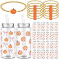 48 Pcs Fall Gift Bulk for Women, Pink Bow Pumpkin Cup Bracelets by Ferrochef