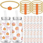 48 Pcs Fall Gift Bulk for Women, Pink Bow Pumpkin Cup Bracelets by Ferrochef