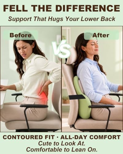 Cute Frog Lumbar Support Pillow for Office Chair, Memory Foam Back Cushion - Image 3