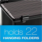Pendaflex Portable File Box with File Rails, Simple Document Storage, File Bin for Home and Office, Hinged Lid with Double Latch Closure, Black, 3 Black Letter Size Hanging Folders Included (41742AMZ) - Image 4