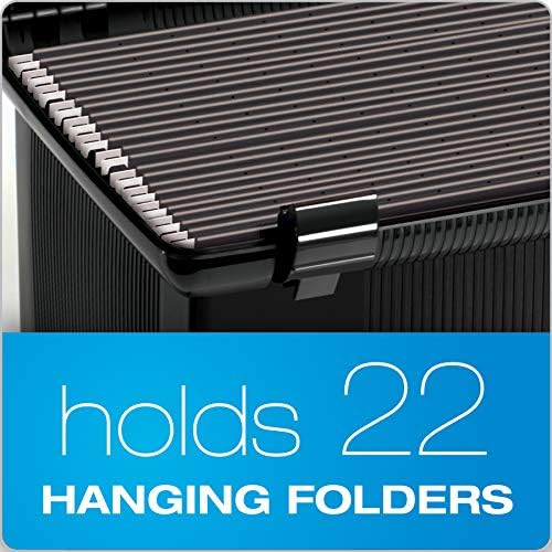 Pendaflex Portable File Box with File Rails, Simple Document Storage, File Bin for Home and Office, Hinged Lid with Double Latch Closure, Black, 3 Black Letter Size Hanging Folders Included (41742AMZ) - Image 4