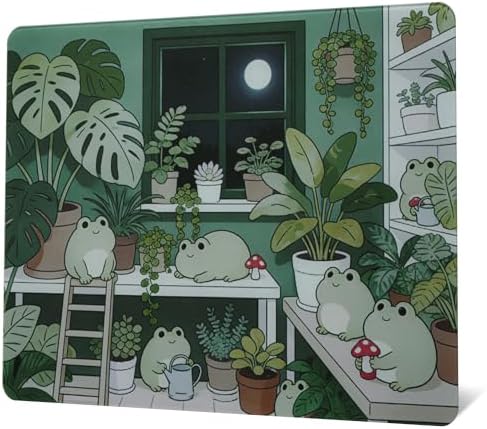 XVX Glass Mousepad Gaming, Cute Frog Hard Mouse Pads for Esports, Large Mouse Mat 410mm*310mm, Tempered Glass Mouse Pad Smooth Micro-Etched Surface with Improved Precision and Speed by GMKWTL