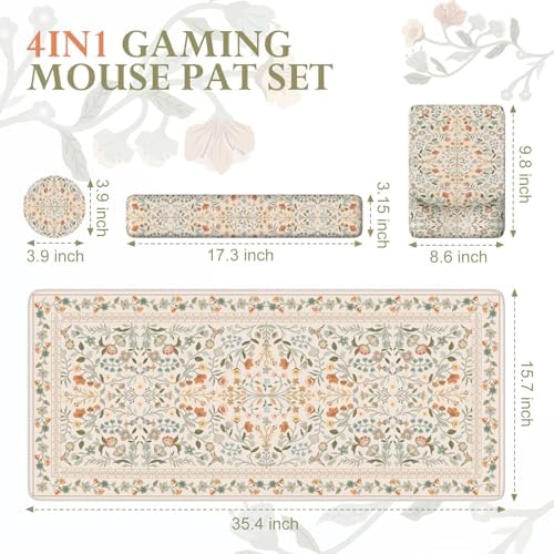iCasso Mouse Pad with Wrist Rest,Ergonomic Large Desk Mat Set, Beige - Image 2