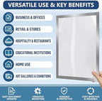 30 Pack Magnetic Sign Holder 11 x 17 with Adhesive Back - Silver Magnetics Poster Frame & Magnetic Paper Holder - Reusable Adhesive Frames 11x17 - Magnet Frame for Wall Windows - Magnet Document Holders - Image 4