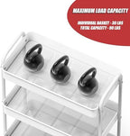 Simple Houseware 26" Extra-Wide 3-Tier Heavy Duty Metal Utility Cart, White - Image 3