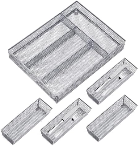Neudeco Drawer Organizer Set, Silver, 5 Pack by Neudeco