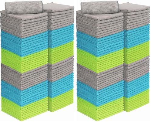 AIDEA Microfiber Cleaning Cloth-100PK, Soft Microfiber Towels for Cars, Absorbent Cleaning Rags, Lint-Free Streak-Free Wash Cloths for House, Kitchen, Window(12in.x12in.) (Pack of 2) by AIDEAHOME