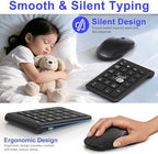 Wireless Mouse and Number Pad Combo - 22 Key USB Keypad and 3 Adjustable DPI Silent Mouse, 2.4GHz Ultra Slim & Portable Numeric Keypad and Mouse Set for Laptop, PC, Desktop, Notebook, One USB Receiver - Image 3