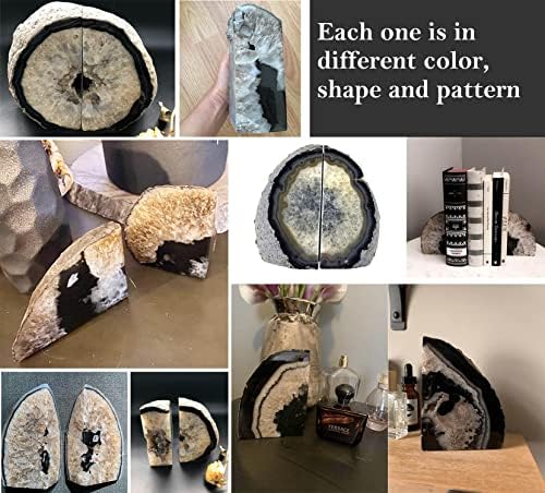 Agate Rock Bookend Heavy Duty Healing Crystal Stone Book Holders Decorative - Image 5
