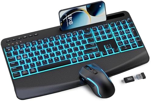 SABLUTE Wireless Backlit Keyboard and Mouse Combo, Rechargeable Quiet by SABLUTE